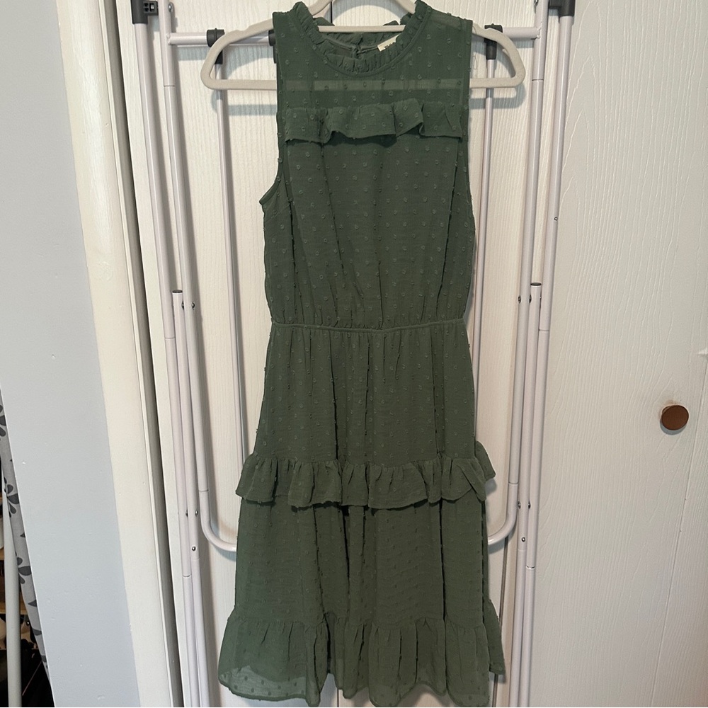 Sage Green Tiered Sleeveless Dress